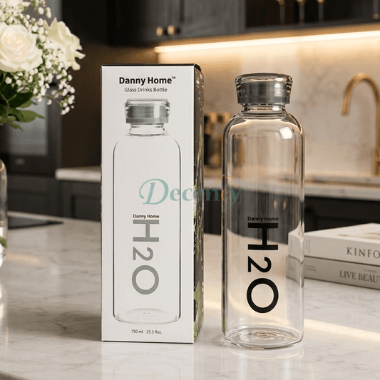 Danny Home H2O Glass Drinks Water Bottle 750ml -Grey