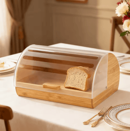 Bamboo Bread Box with Clear Acrylic Lid - Countertop Storage