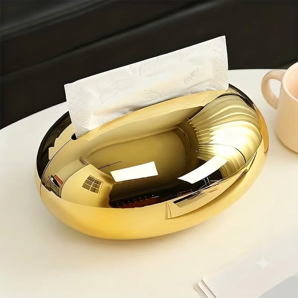 Luxury Gold Oval Tissue Box Cover for Home & Office