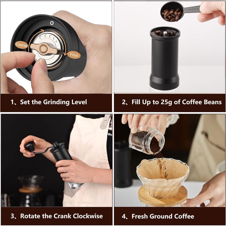 Manual Coffee Bean Grinder - Stainless Steel Burr Mill