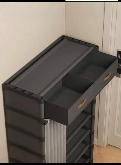 Multi-Layer Shoe Rack Stand Cabinet with Drawers & Dustproof Cover
