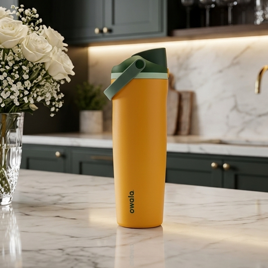 Owala FreeSip Stainless Steel Water Bottle - Mustard Yellow & Green