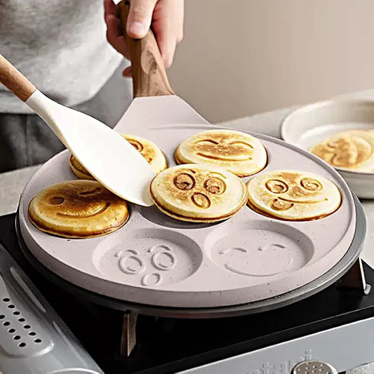 Non-Stick Smiley Face Mini Pancake Pan - 7 Mold Breakfast Tawa