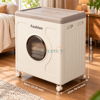 Foldable 160L Laundry Storage Box with Wheels & Designer Lid