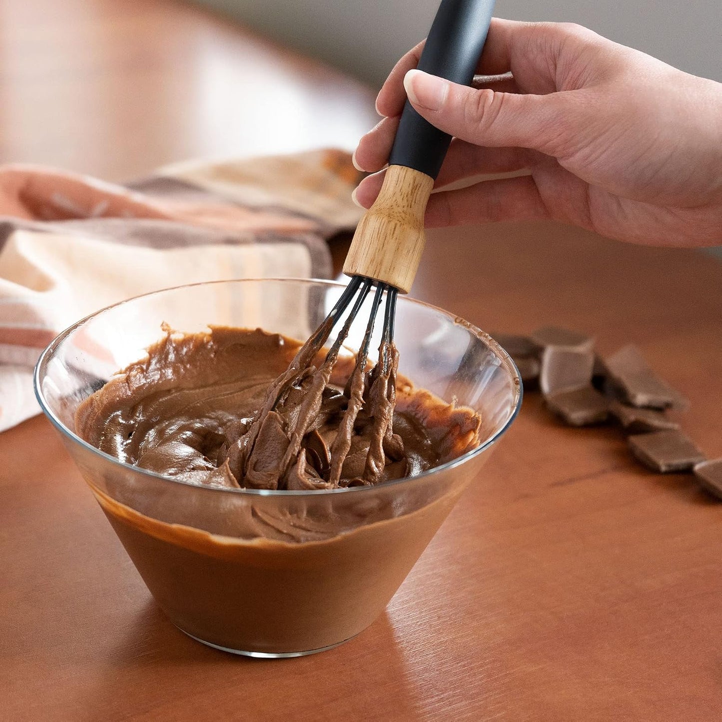 Silicone Kitchen Utensil Set with Wooden Handle - 3 Pcs
