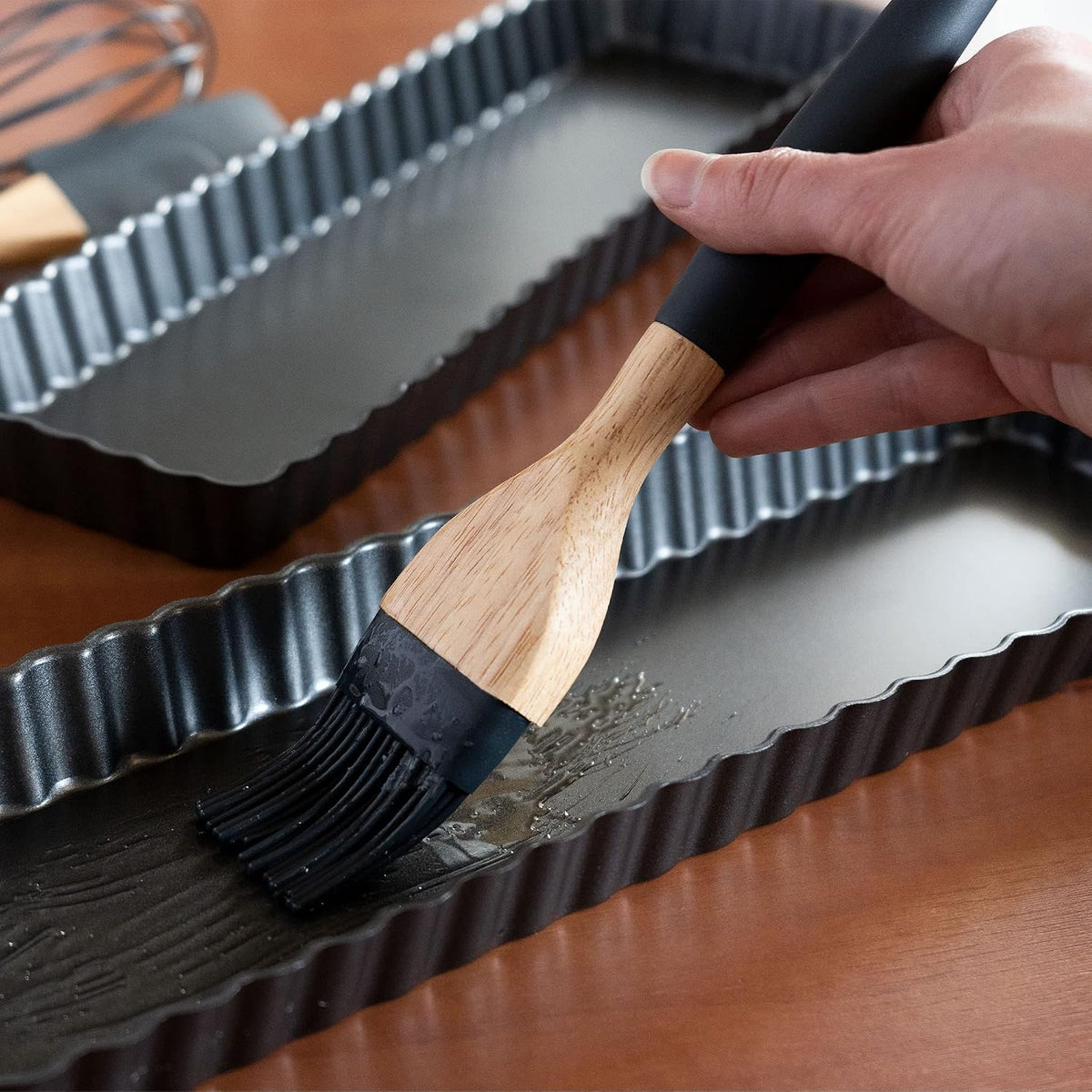Silicone Kitchen Utensil Set with Wooden Handle - 3 Pcs