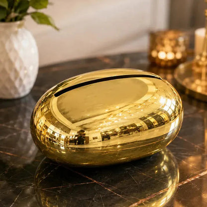 Luxury Gold Oval Tissue Box Cover for Home & Office