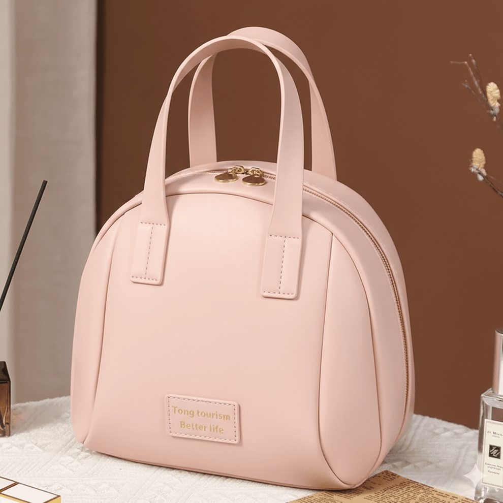 Portable Round Cosmetic Handbag - Travel Makeup Bag