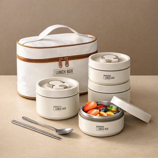 Insulated Stainless Steel Lunch Box Set with Thermal Bag