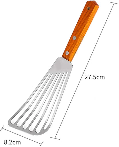 Stainless Steel Fish Spatula Turner with Wooden Handle