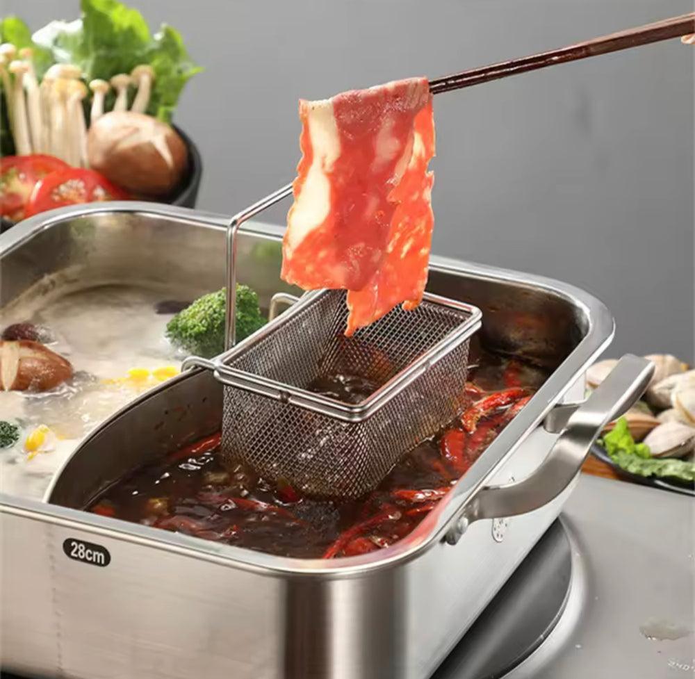 Stainless Steel Deep Fryer Basket with Handle for Kitchen