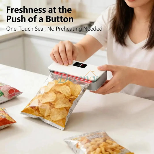 Portable Mini Bag Sealer with LCD Display & Hidden Cutter