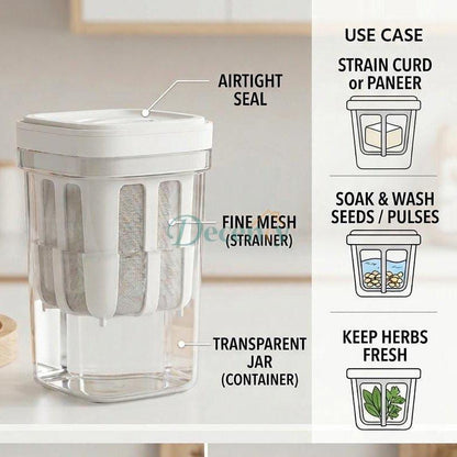 Portable Greek Yogurt Strainer Cup with Fine Mesh Filter