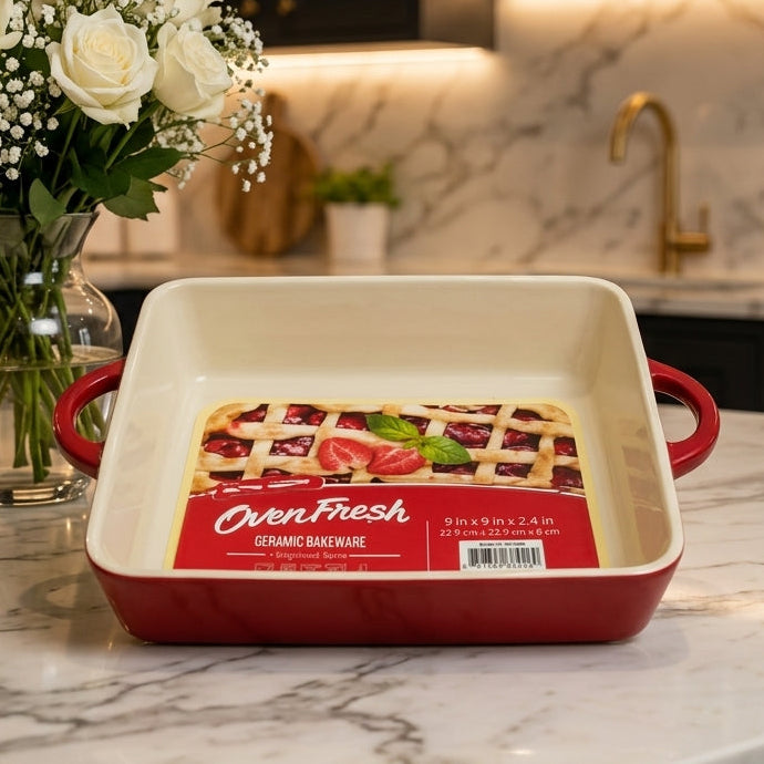 Danny Home 11.5-Inch Ceramic Baking Dish – Square Ovenproof Tray