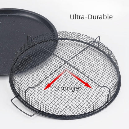 Non-Stick Air Fryer Crisp Tray Basket Set for Oven - Round Mesh Plate