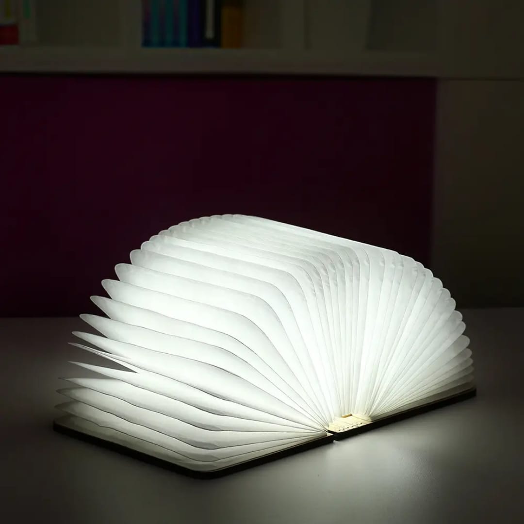 Wooden Folding LED Book Light - Rechargeable Table Lamp