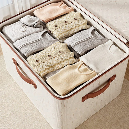 Foldable Fabric Clothes Storage Box Bag with Zipper & Handles