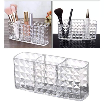 Acrylic Makeup Brush Organizer & Cosmetic Storage Box | 3 Slots