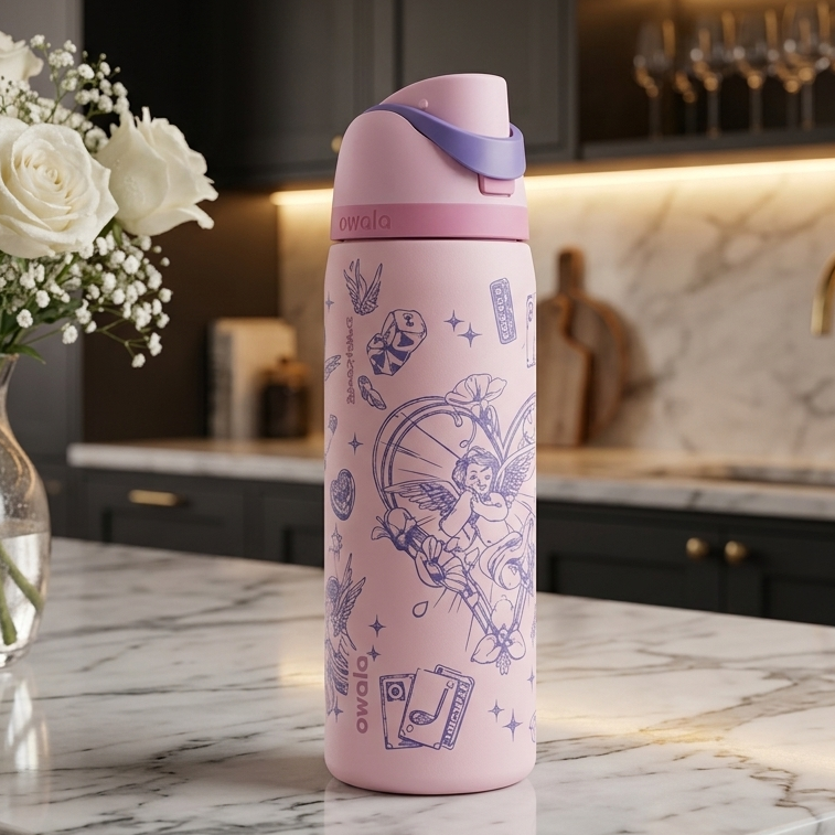 Owala FreeSip Water Bottle - Cupid’s Melody Pink Stainless Steel 24oz
