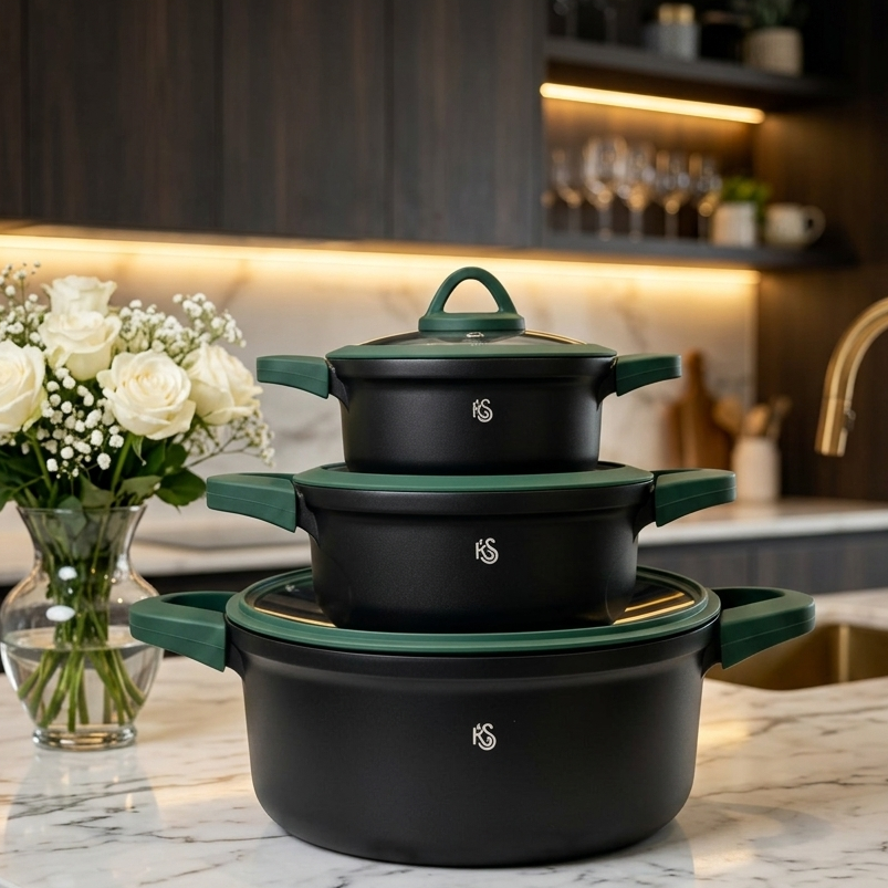 Kitchen Star Non-Stick Cooking Pots Set | Induction Bottom
