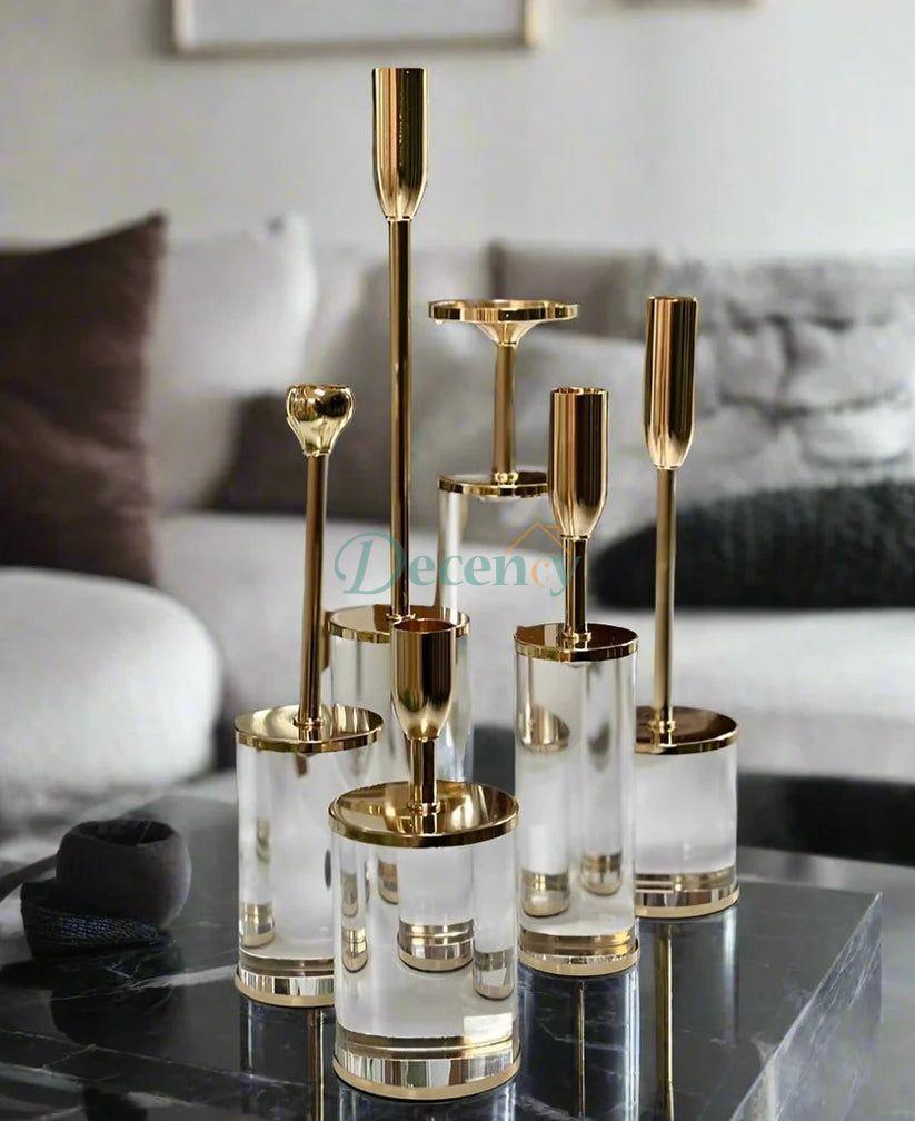 LUXURIOUS CRYSTAL & METALLIC CANDLE HOLDER (6 PCS)