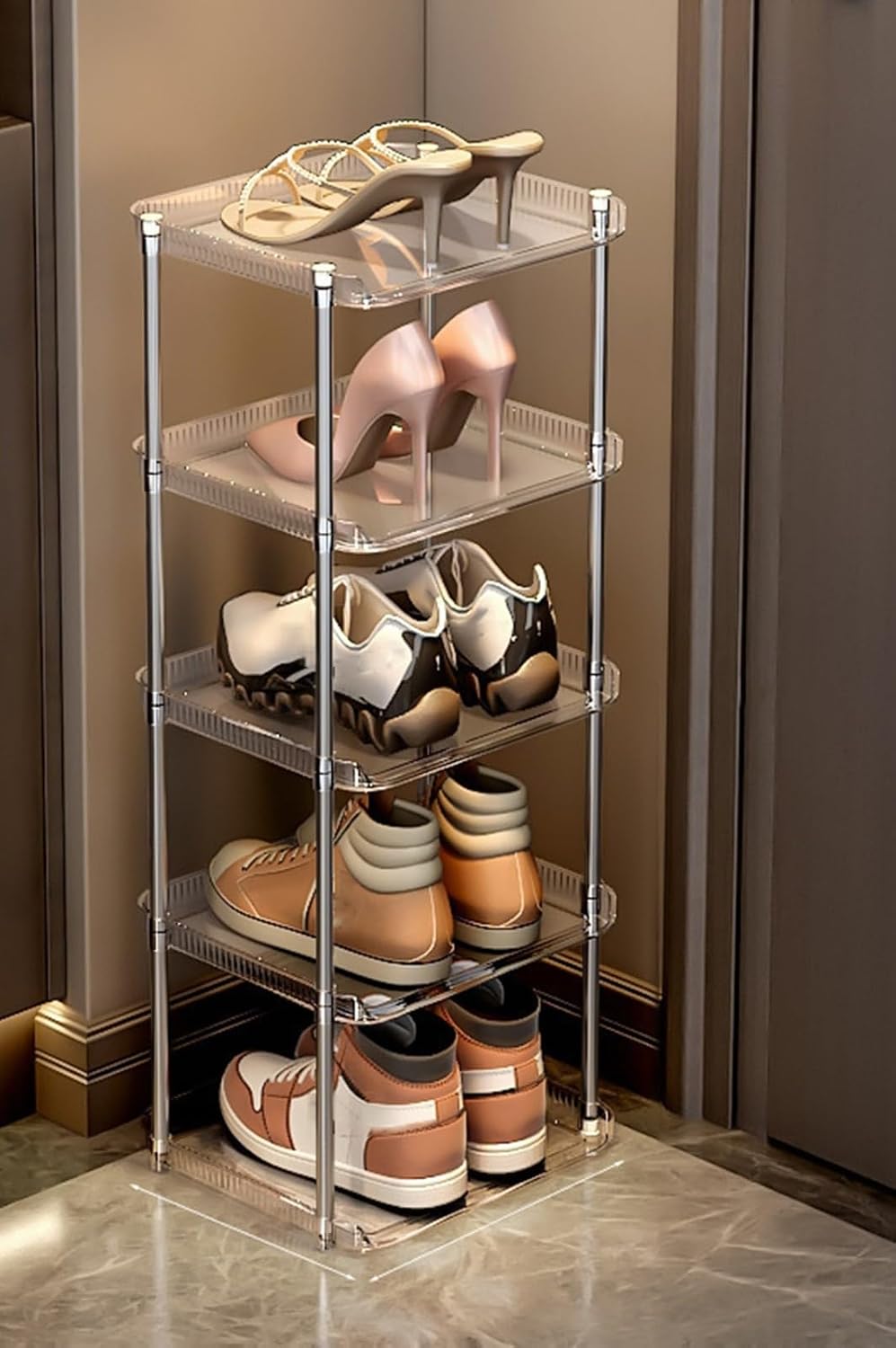 5 Layer Transparent Acrylic Shoe Rack & Multi-Purpose Storage Stand