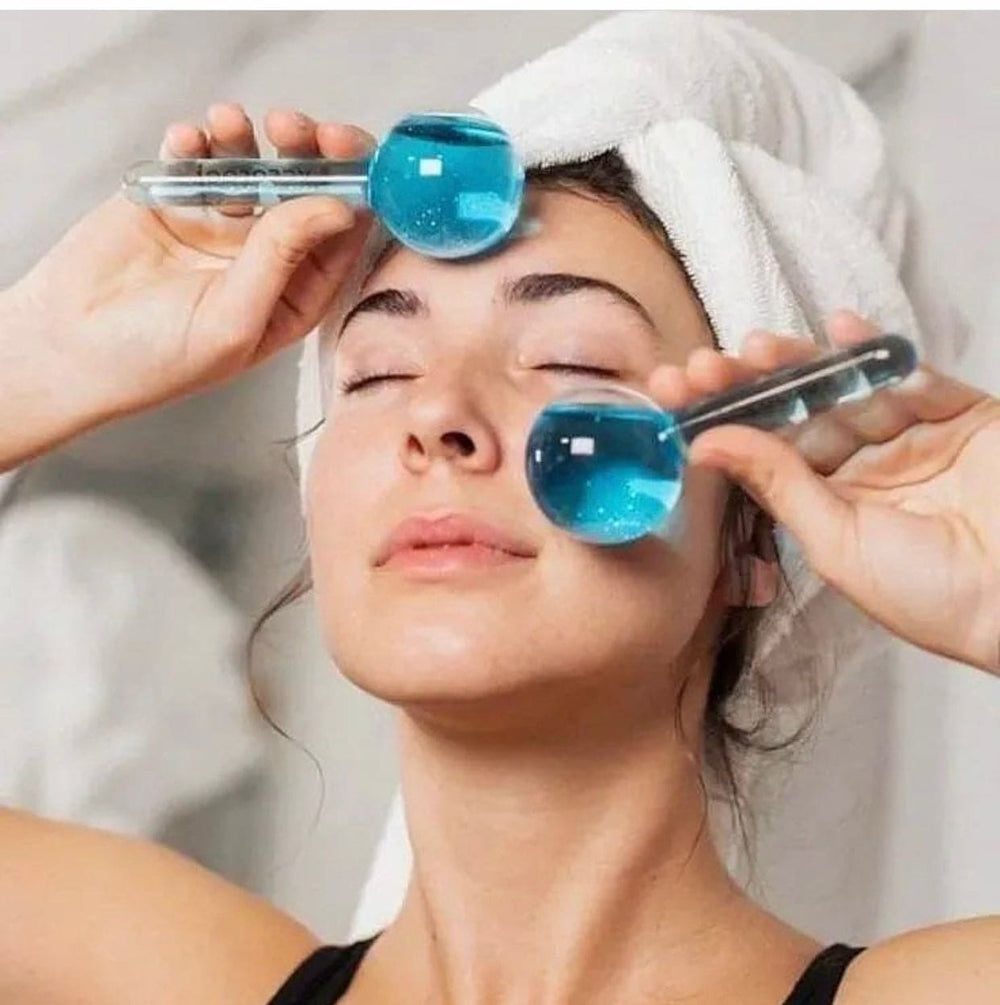 2 Pcs Crystal Ice Roller Globes for Face & Eye Massage