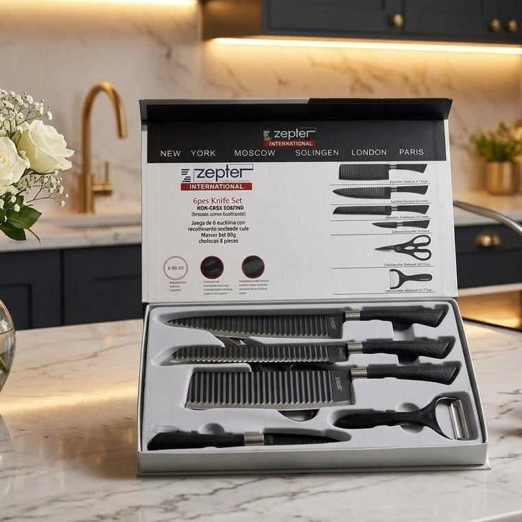 Zepter 6-Piece Stainless Steel Kitchen Knife Set with Box