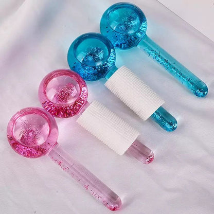 2 Pcs Crystal Ice Roller Globes for Face & Eye Massage
