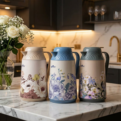Day Days 1 Litre Vacuum Flask - Floral Inner Glass Tea Thermos