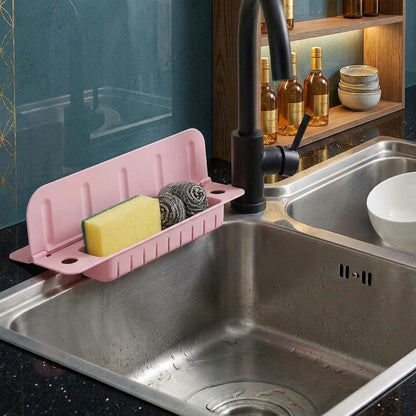 Adjustable Kitchen Sink Drain Rack & Sponge Holder