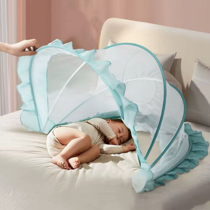 Foldable Baby Mosquito Net Cover for Cot Bed - Light Blue