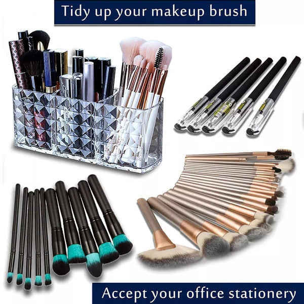 Acrylic Makeup Brush Organizer & Cosmetic Storage Box | 3 Slots