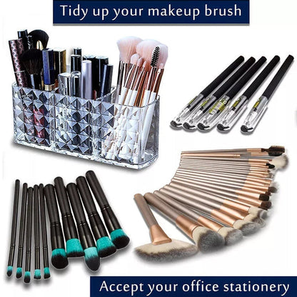 Acrylic Makeup Brush Organizer & Cosmetic Storage Box | 3 Slots