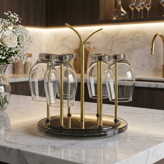 Luxury Gold Glass Holder Stand – Modern Tabletop Organizer