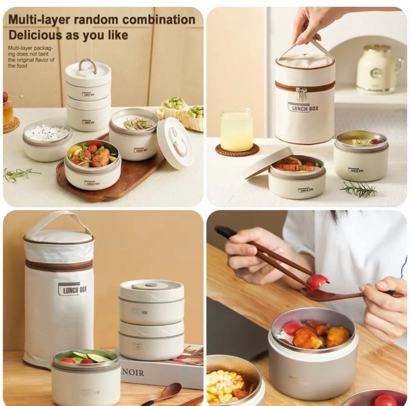Insulated Stainless Steel Lunch Box Set with Thermal Bag