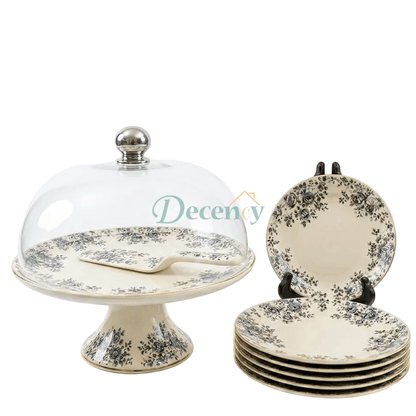 The complete Royal Albert Luxe 9-piece cake serving set inside its premium luxury gift box packaging.