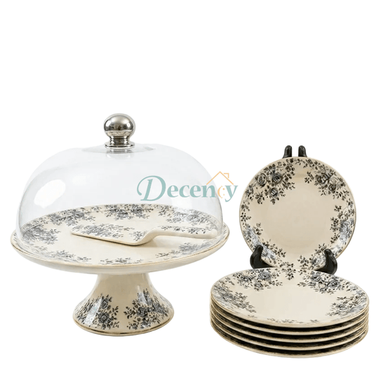 The complete Royal Albert Luxe 9-piece cake serving set inside its premium luxury gift box packaging.