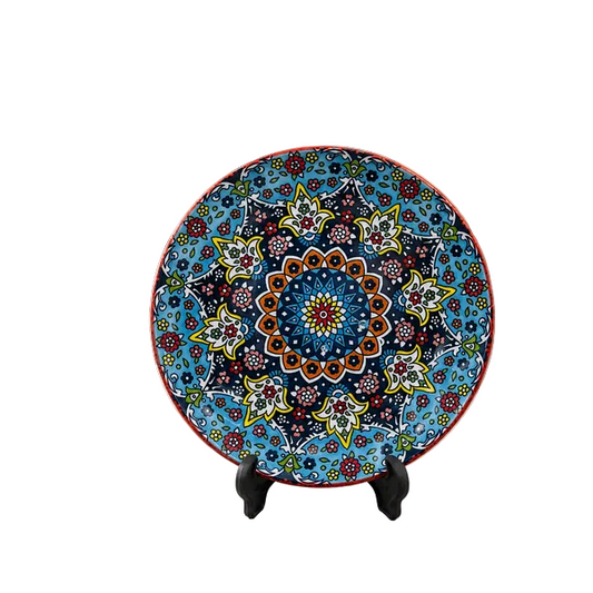 Royal floral mandala 8-inch ceramic quarter plate for snacks and desserts