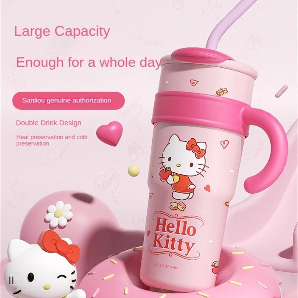 Stainless Steel Tumbler Mug with Straw Handle Water Bottle 1200ml