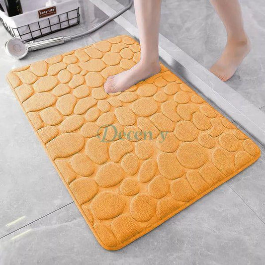 bathroom rug cobblestone design, super absorbent bath mat, soft microfiber bathroom mat, non-slip bath rug, modern bathroom carpet, quick dry bathroom rug
