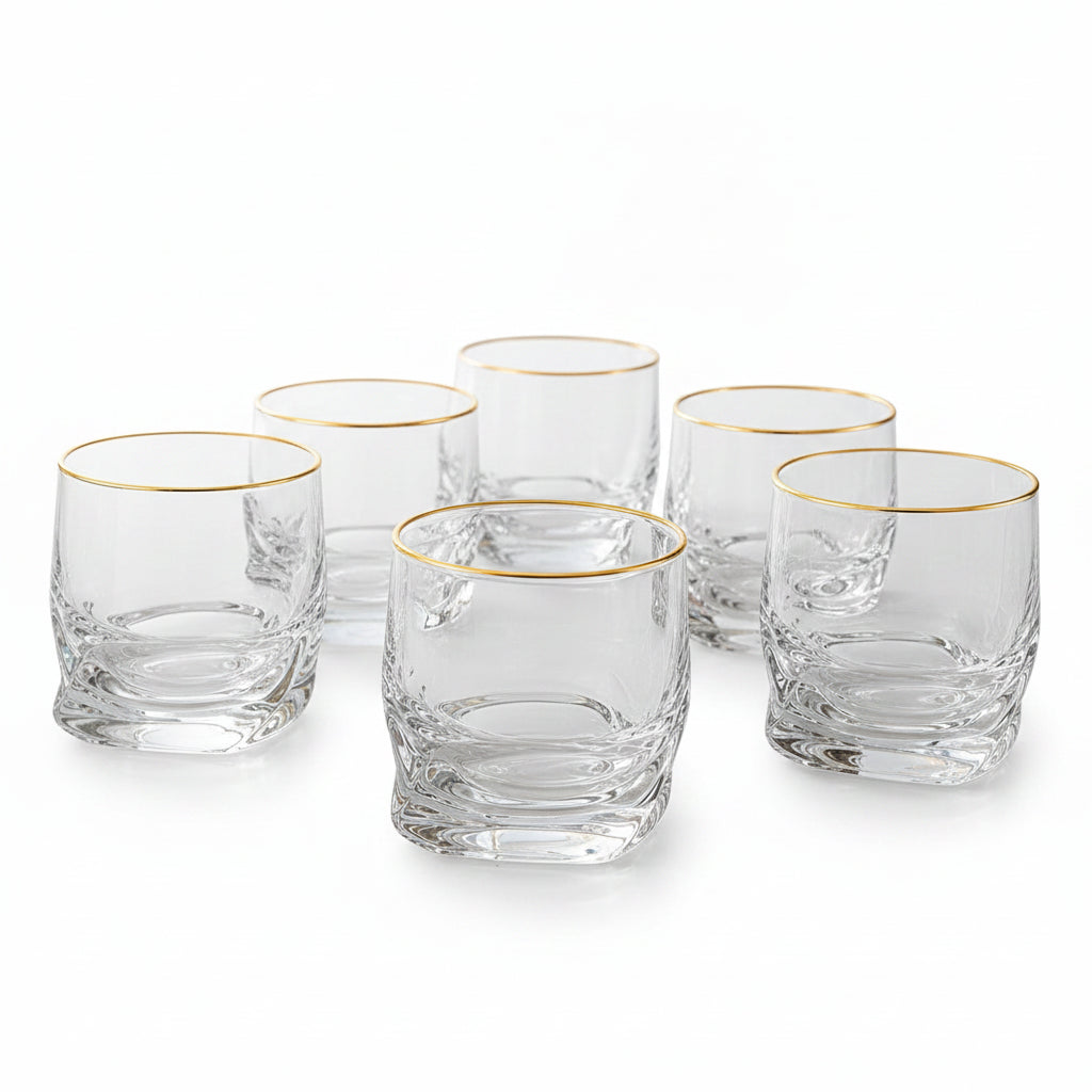 Sovereign Gold-Line Premium Glasses Set of 6 arranged on a modern dining table