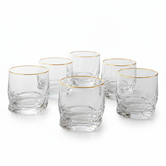 Sovereign Gold-Line Premium Glasses Set of 6 arranged on a modern dining table