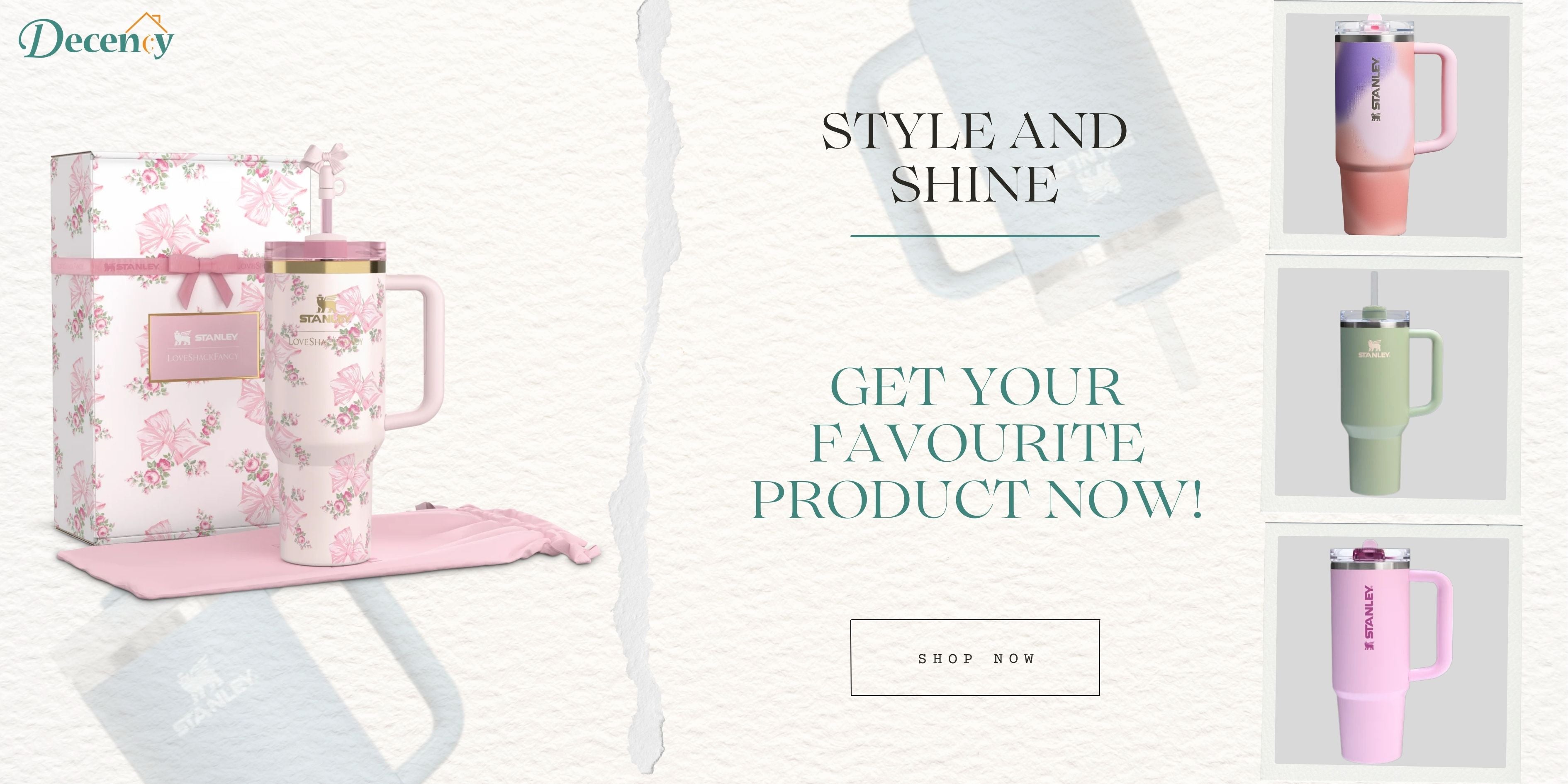 Stanley tumbler collection – style and shine, shop now at Decency Store Pakistan
