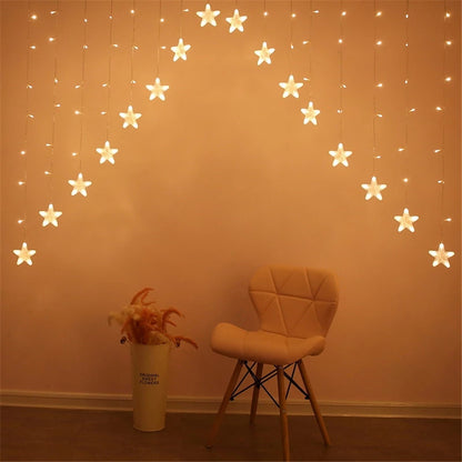 Star arch curtain light string