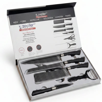 Zepter 6-piece kitchen knife set inside its original luxury presentation box