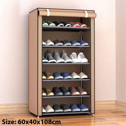 6 Layer Shoe Rack Shelf With Fabric Cover