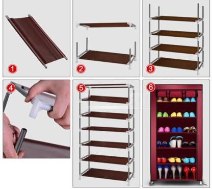 6 Layer Shoe Rack Shelf With Fabric Cover