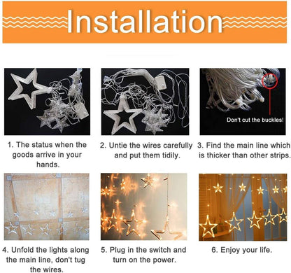 Window Curtain Lights 8 Mode Outdoor Indoor Plug in Fairy String Lights