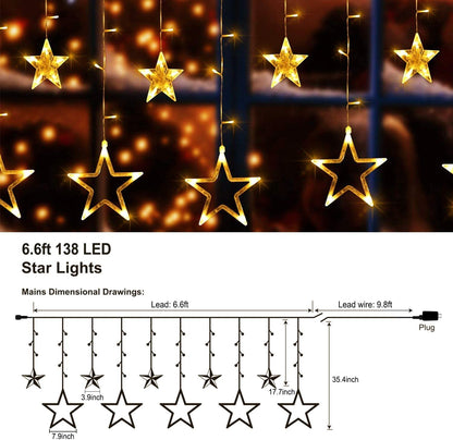 Window Curtain Lights 8 Mode Outdoor Indoor Plug in Fairy String Lights